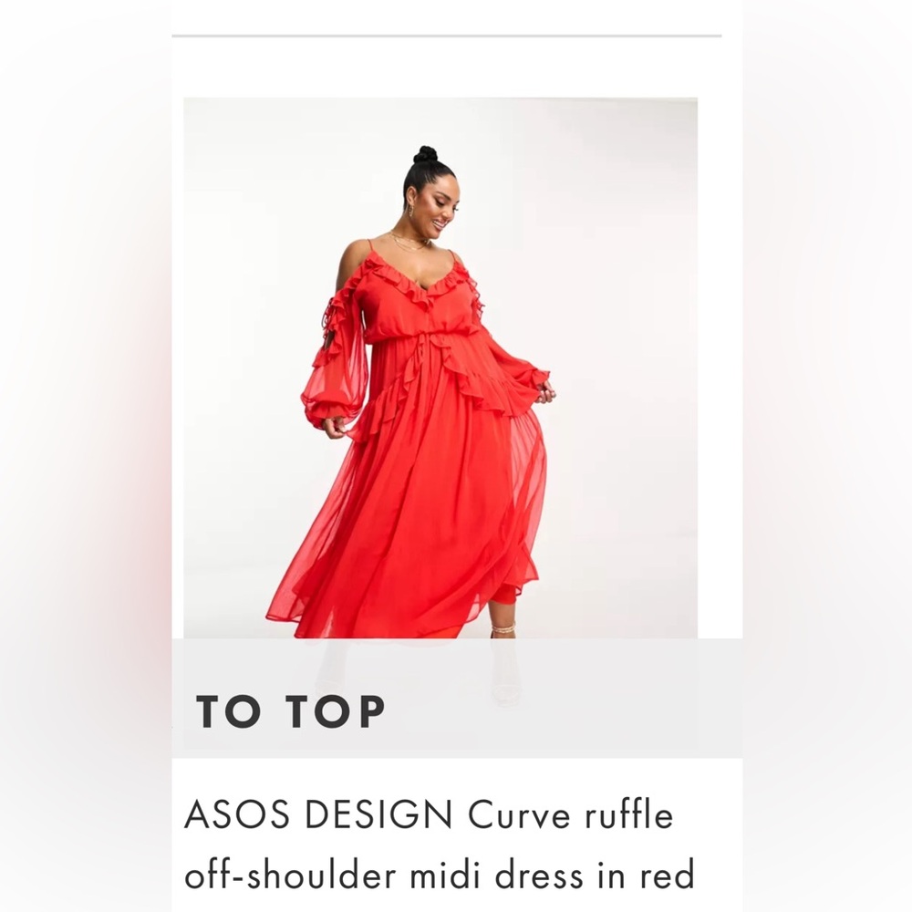 Never worn, NWT, ASOS red ruffle dress. Size 20 US
